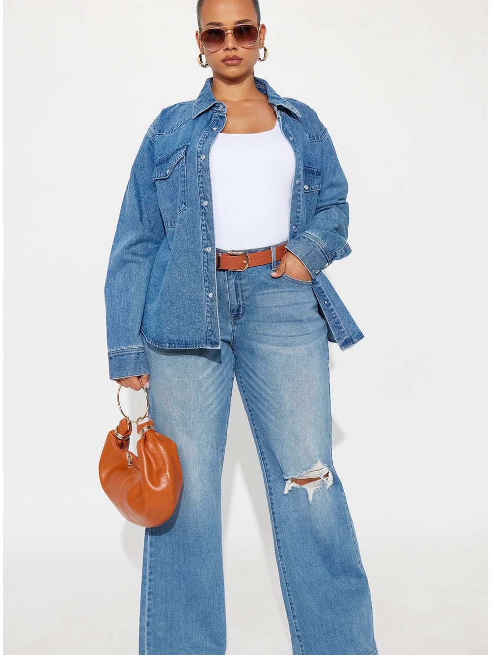 Fashion Nova High-Rise Wide Leg Women’s Jeans in Light Blue Size 22W